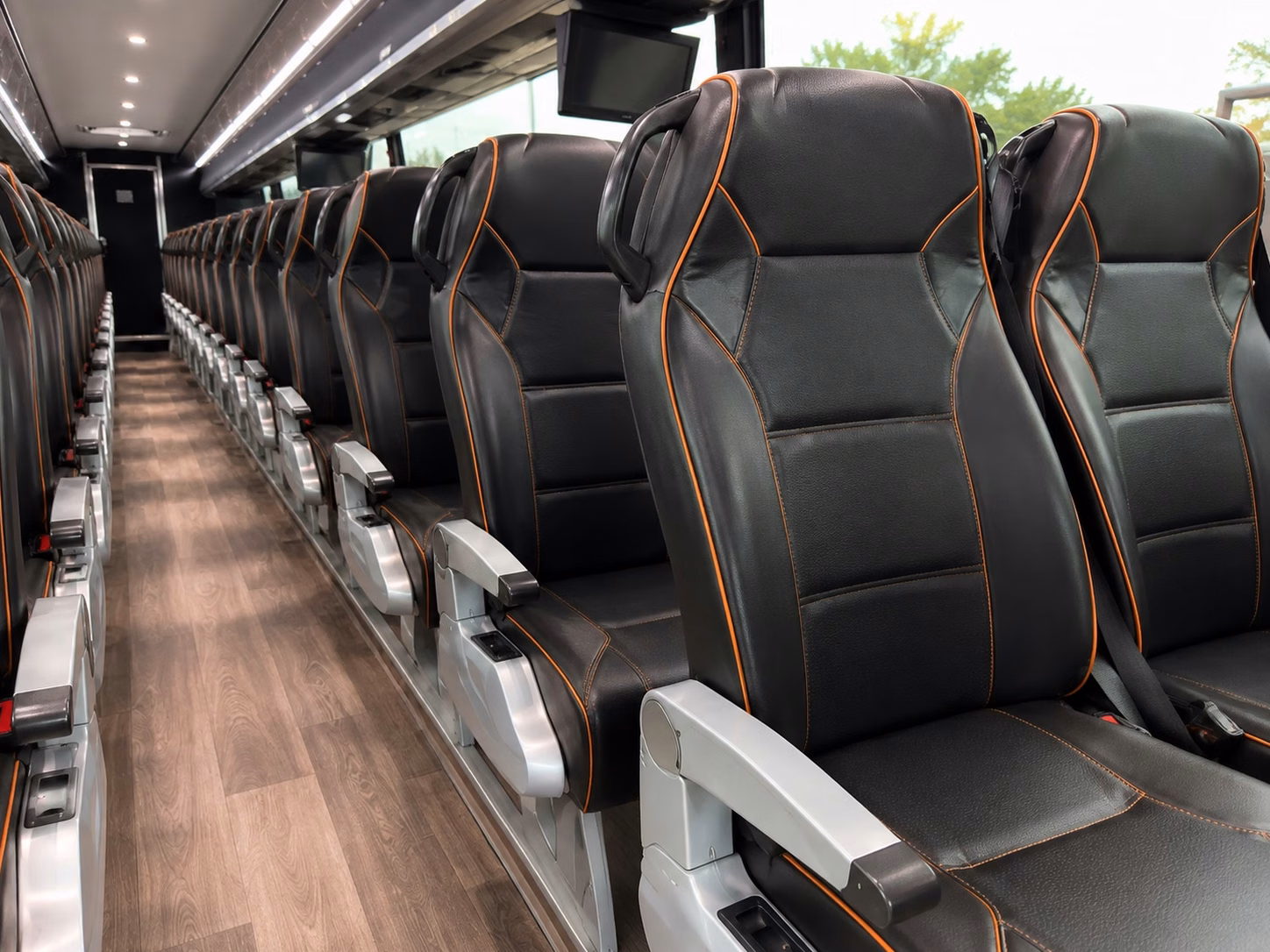 56 passenger charter bus inside